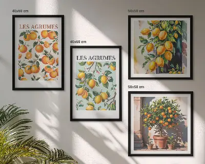Fruitige citruspatronen meerluik in lijst