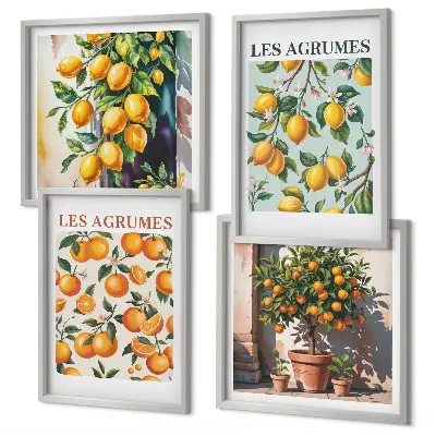 Fruitige citruspatronen meerluik in lijst