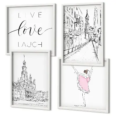 Set van posters met lijst Stijlvolle grafische vormgeving ballerina-architectuur