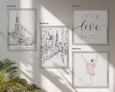 Set posters met lijst stijlvolle grafische vormgeving van ballerina en architectuur