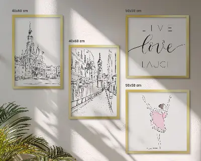 Set posters met lijst stijlvolle grafische vormgeving van ballerina en architectuur