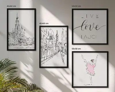 Set posters met lijst stijlvolle grafische vormgeving van ballerina en architectuur