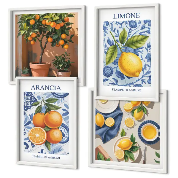 Illustraties van citrusvruchten meerluik in lijst