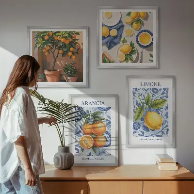 Illustraties van citrusvruchten meerluik in lijst