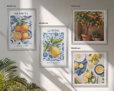 Illustraties van citrusvruchten meerluik in lijst