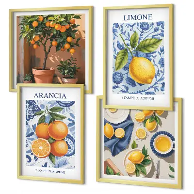 Illustraties van citrusvruchten meerluik in lijst