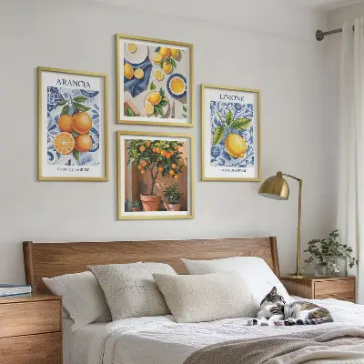 Illustraties van citrusvruchten meerluik in lijst