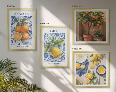 Illustraties van citrusvruchten meerluik in lijst