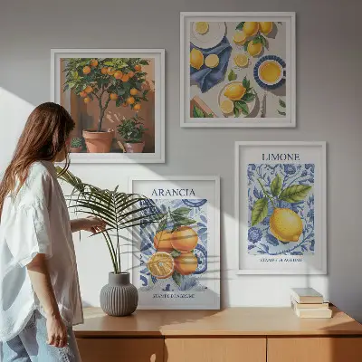 Illustraties van citrusvruchten meerluik in lijst