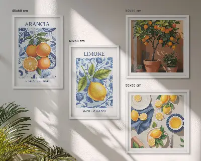 Illustraties van citrusvruchten meerluik in lijst