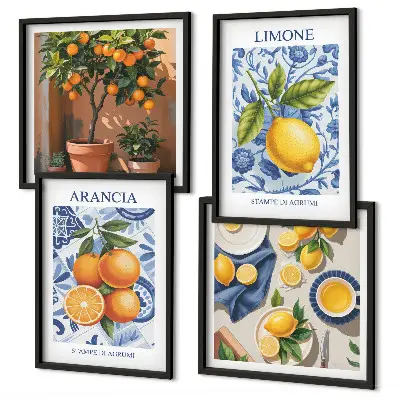 Illustraties van citrusvruchten meerluik in lijst