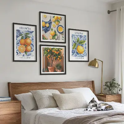 Illustraties van citrusvruchten meerluik in lijst