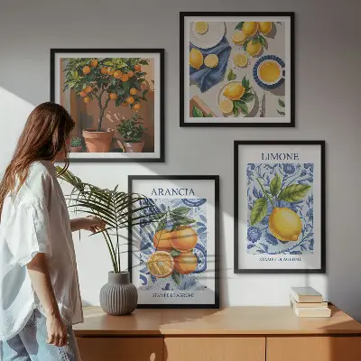 Illustraties van citrusvruchten meerluik in lijst