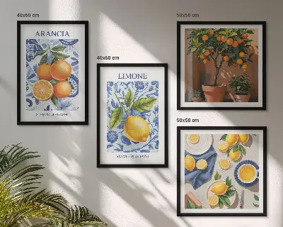 Illustraties van citrusvruchten meerluik in lijst