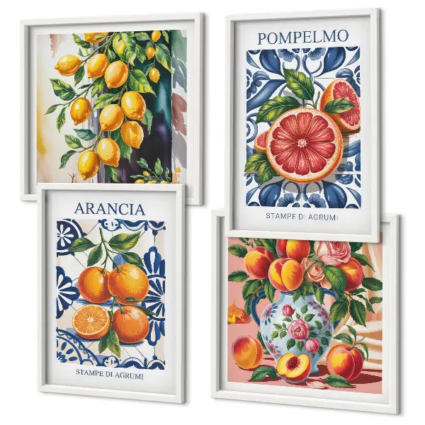 Set Italiaanse citrus mode posters met lijst