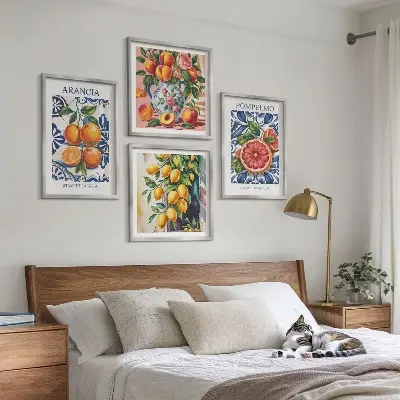 Set Italiaanse citrus mode posters met lijst