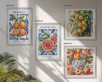 Set Italiaanse citrus mode posters met lijst