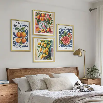 Set Italiaanse citrus mode posters met lijst