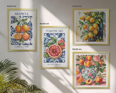 Set Italiaanse citrus mode posters met lijst
