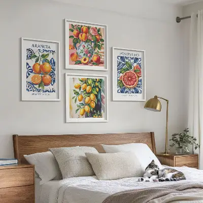Set Italiaanse citrus mode posters met lijst