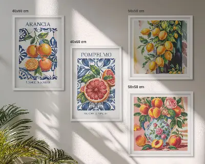 Set Italiaanse citrus mode posters met lijst