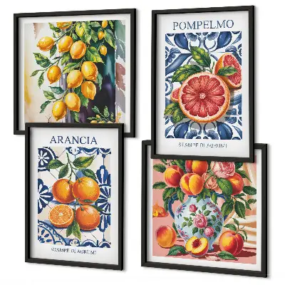 Set Italiaanse citrus mode posters met lijst