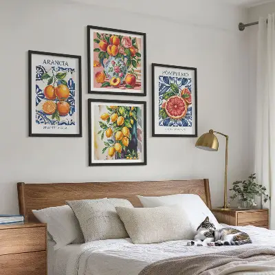 Set Italiaanse citrus mode posters met lijst