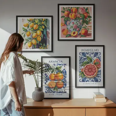 Set Italiaanse citrus mode posters met lijst