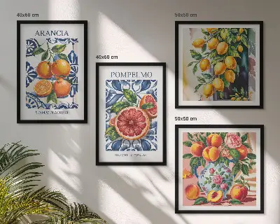 Set Italiaanse citrus mode posters met lijst