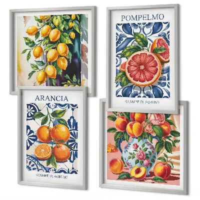 Set Italiaanse citrus mode posters met lijst