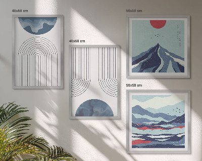 Set van posters met lijst Abstracte berglandschappen