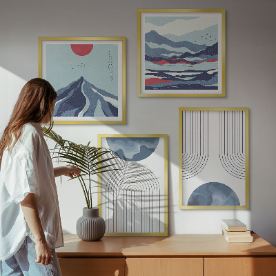 Set van posters met lijst Abstracte berglandschappen