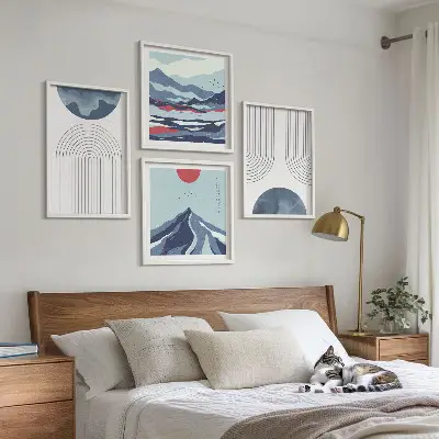 Abstracte berglandschappen set van posters met lijst