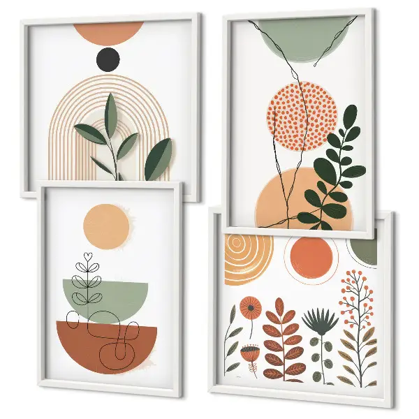 Abstracte plantvormen meerluik in lijst