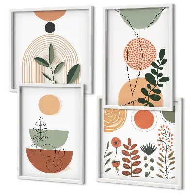 Abstracte plantvormen meerluik in lijst