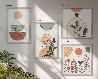 Abstracte plantvormen meerluik in lijst