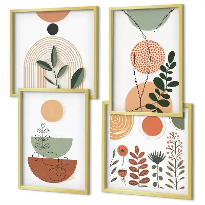 Abstracte plantvormen meerluik in lijst