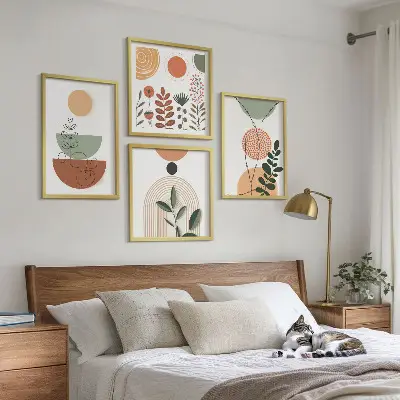 Abstracte plantvormen meerluik in lijst