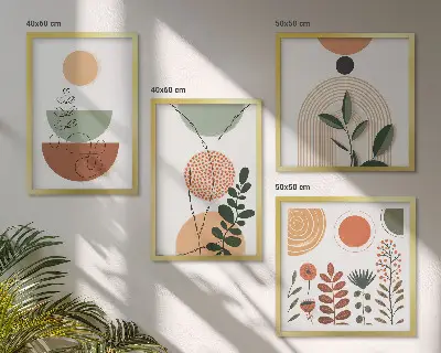 Abstracte plantvormen meerluik in lijst