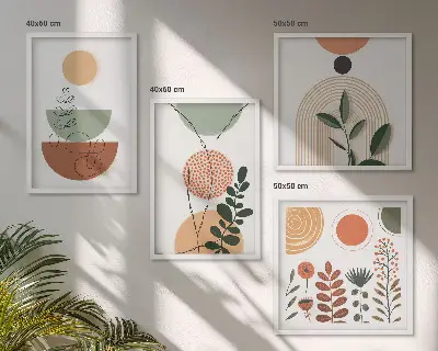 Abstracte plantvormen meerluik in lijst