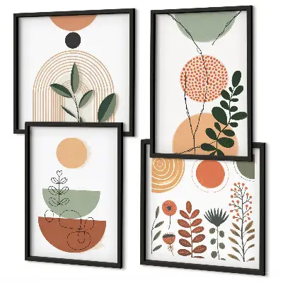 Abstracte plantvormen meerluik in lijst