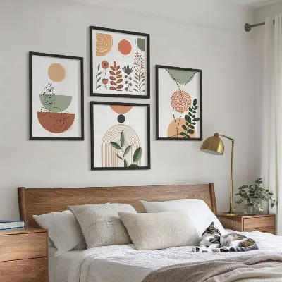 Abstracte plantvormen meerluik in lijst