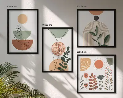 Abstracte plantvormen meerluik in lijst