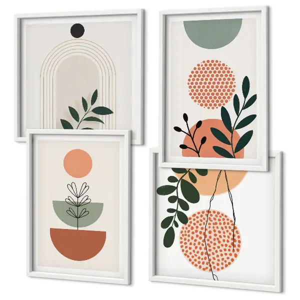 Set van posters met lijst met moderne plantmotieven