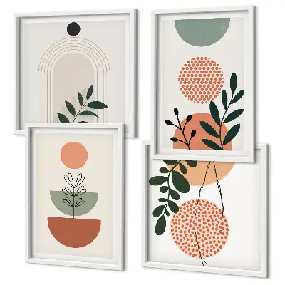 Set van posters met lijst met moderne plantmotieven