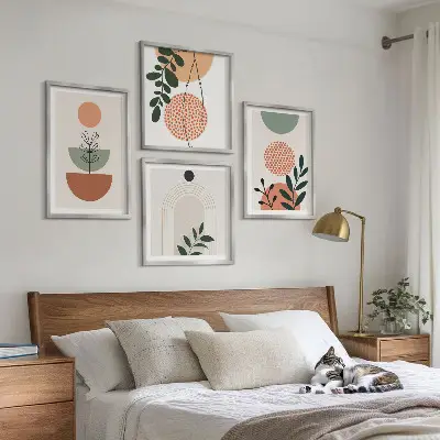 Set van posters met lijst met moderne plantmotieven