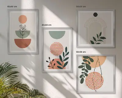 Set van posters met lijst met moderne plantmotieven