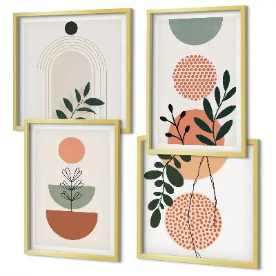 Set van posters met lijst met moderne plantmotieven