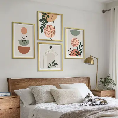 Set van posters met lijst met moderne plantmotieven