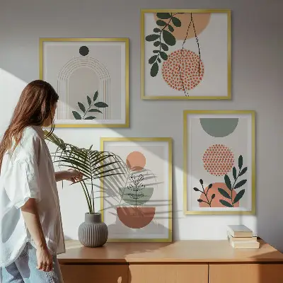 Set van posters met lijst met moderne plantmotieven